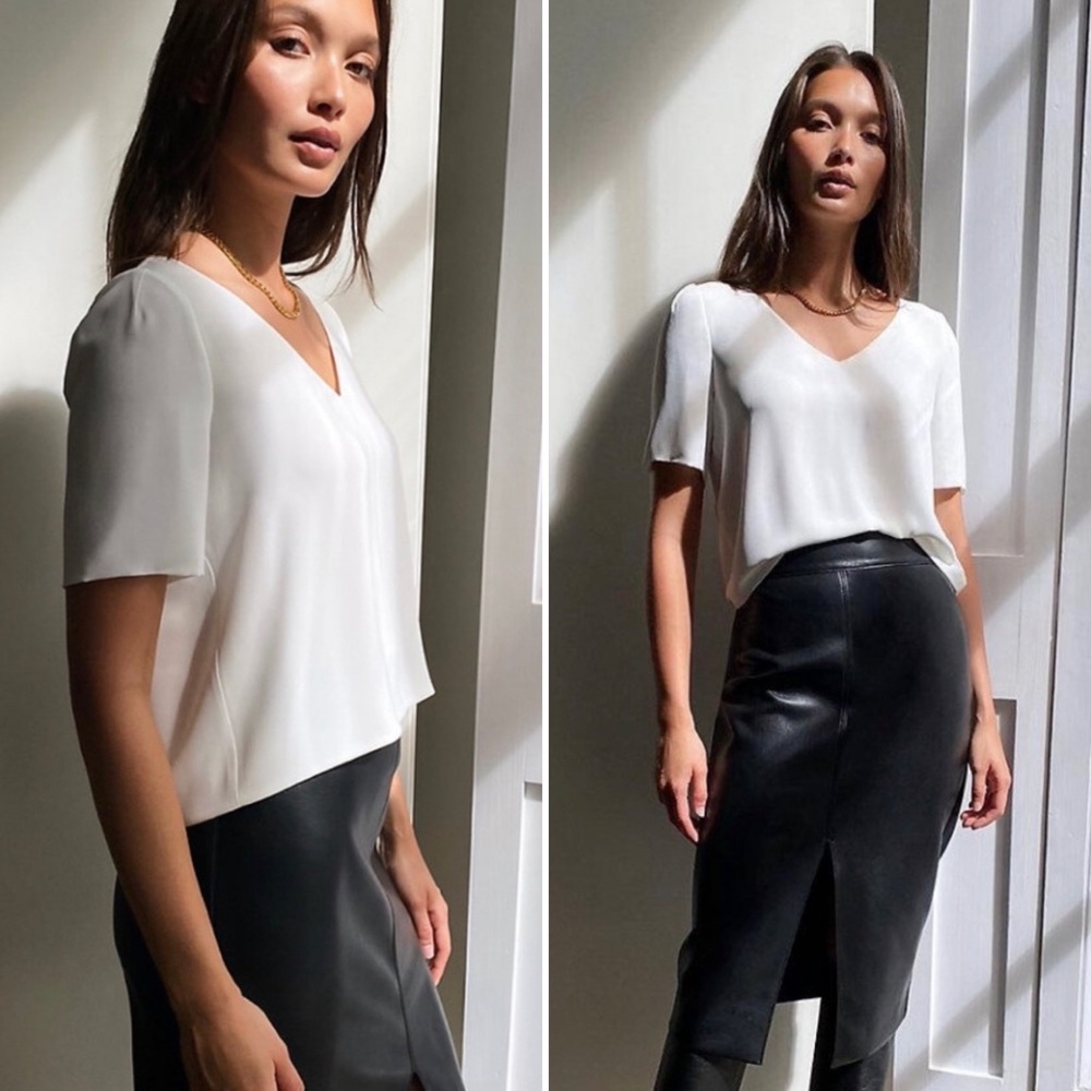 New Aritzia Sz XS, S Office, Business Babaton Randy Blouse, White Spring Casual - Picture 1 of 13